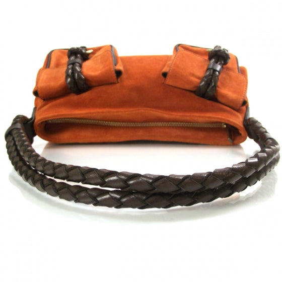 Suede Haymarket Check Shoulder Bag Orange
