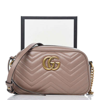 Gucci Calfskin Matelasse Small GG Marmont Chain Shoulder Bag Taupe 9 of 10