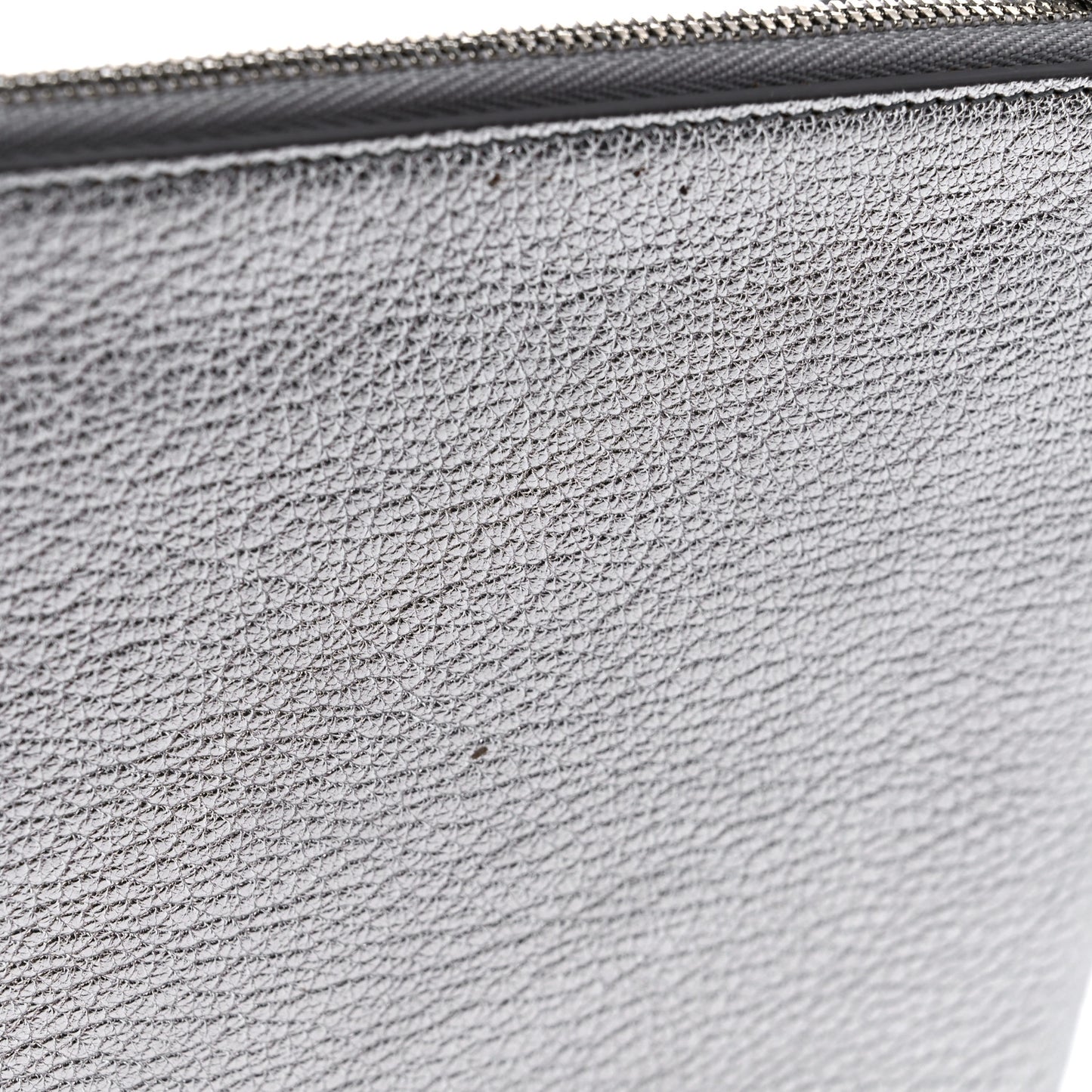 Metallic Goatskin Logo Large Everyday Zip Pouch Argent Black