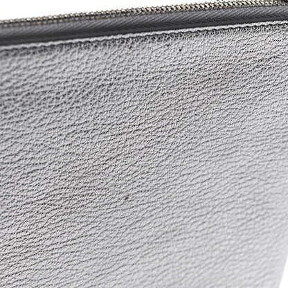 Balenciaga Metallic Goatskin Logo Large Everyday Zip Pouch Argent Black 9 of 10