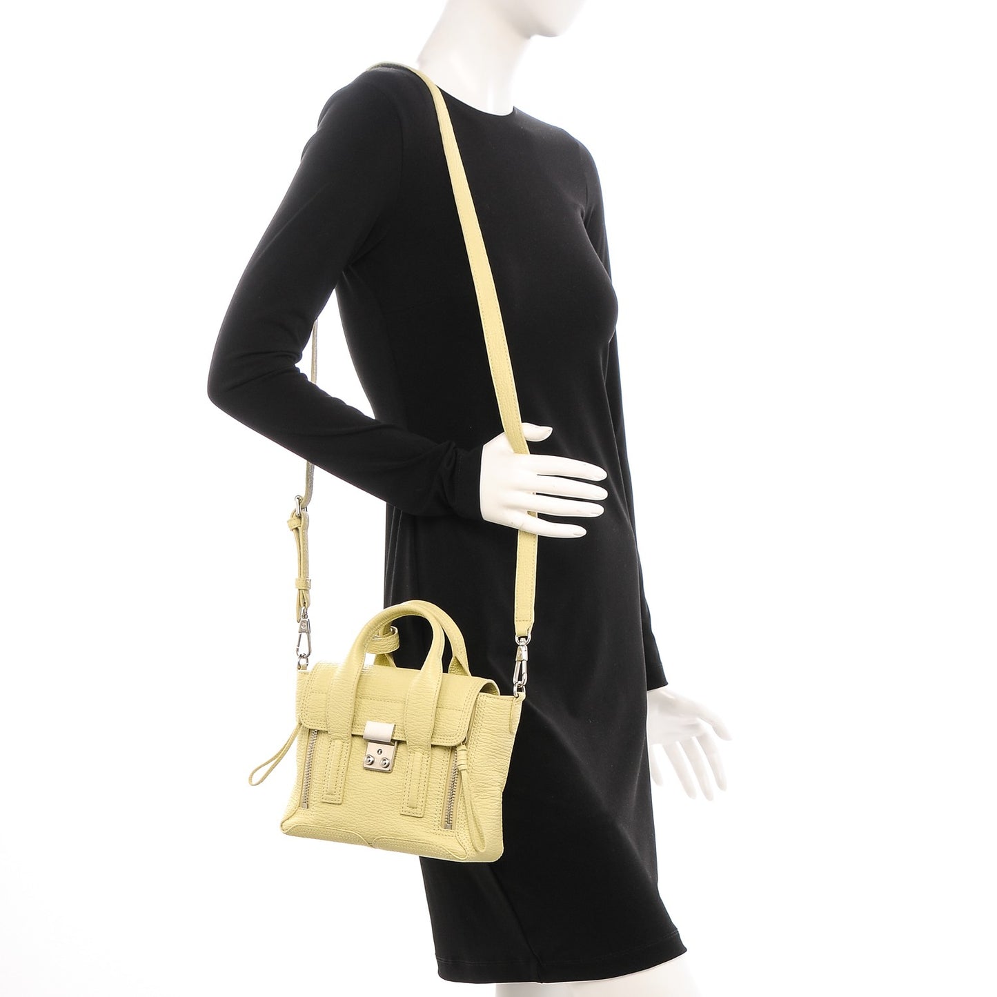 3.1 Textured Calfskin Mini Pashli Satchel Citron