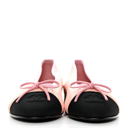 Chanel Sequin Grosgrain Cap Toe Ballerina Flats 38.5 Pink Black 2 of 8