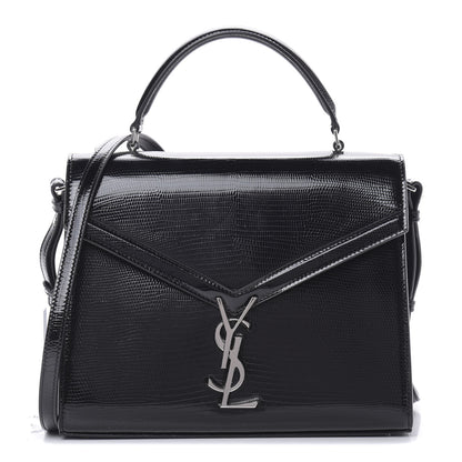Saint Laurent Calfskin Lizard Embossed Medium Classic Monogram Cassandra Top Handle Black Rouge Legion 1 of 22