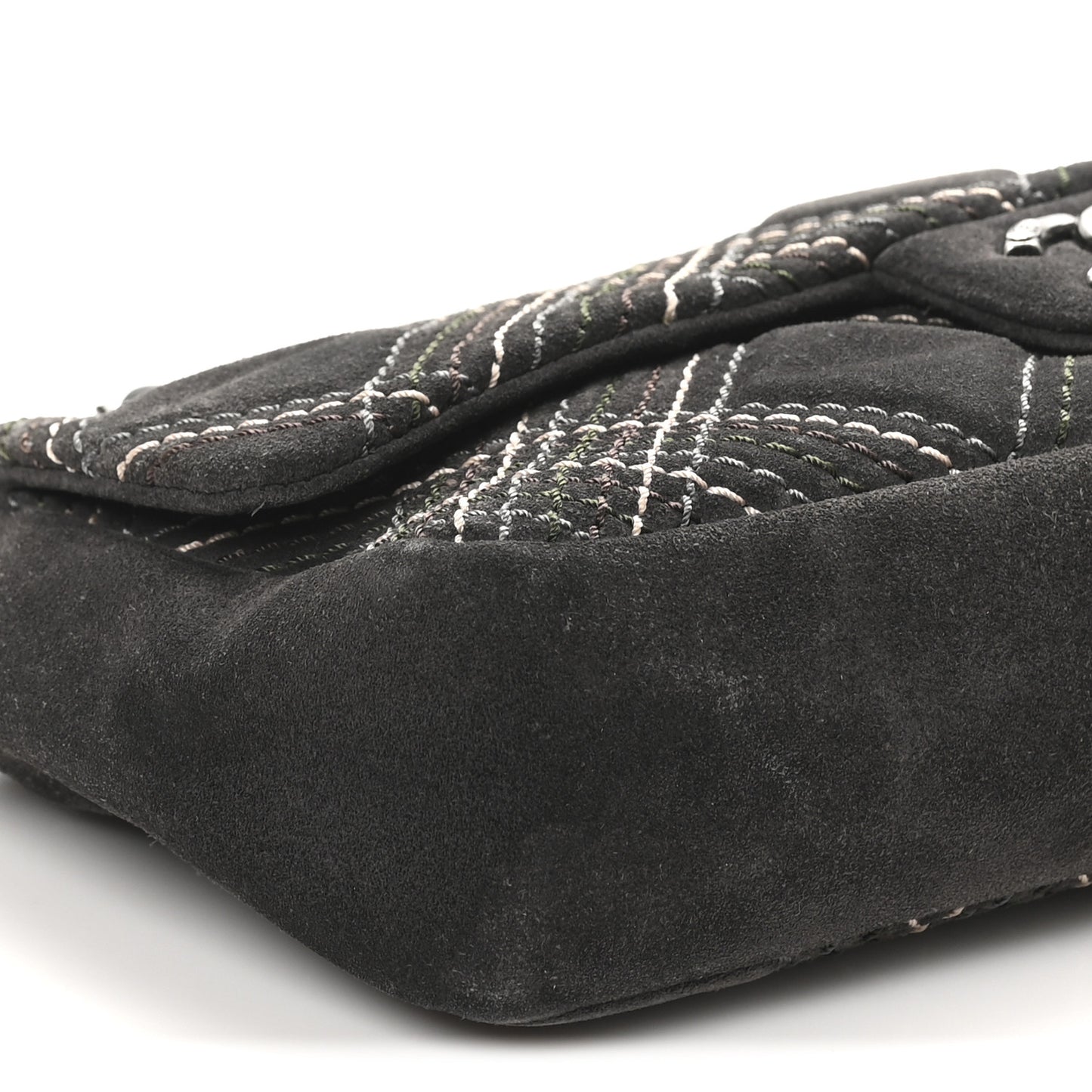 Suede Stitched Medium Saltire Single Flap Grey
