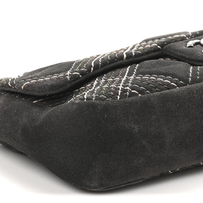 Chanel Suede Stitched Medium Saltire Single Flap Grey 9 of 10