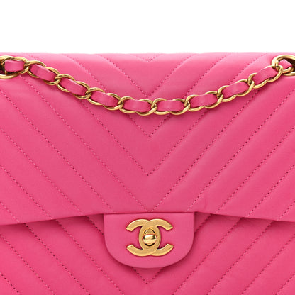 Chanel Lambskin Chevron Quilted Medium Double Flap Pink 8 of 12