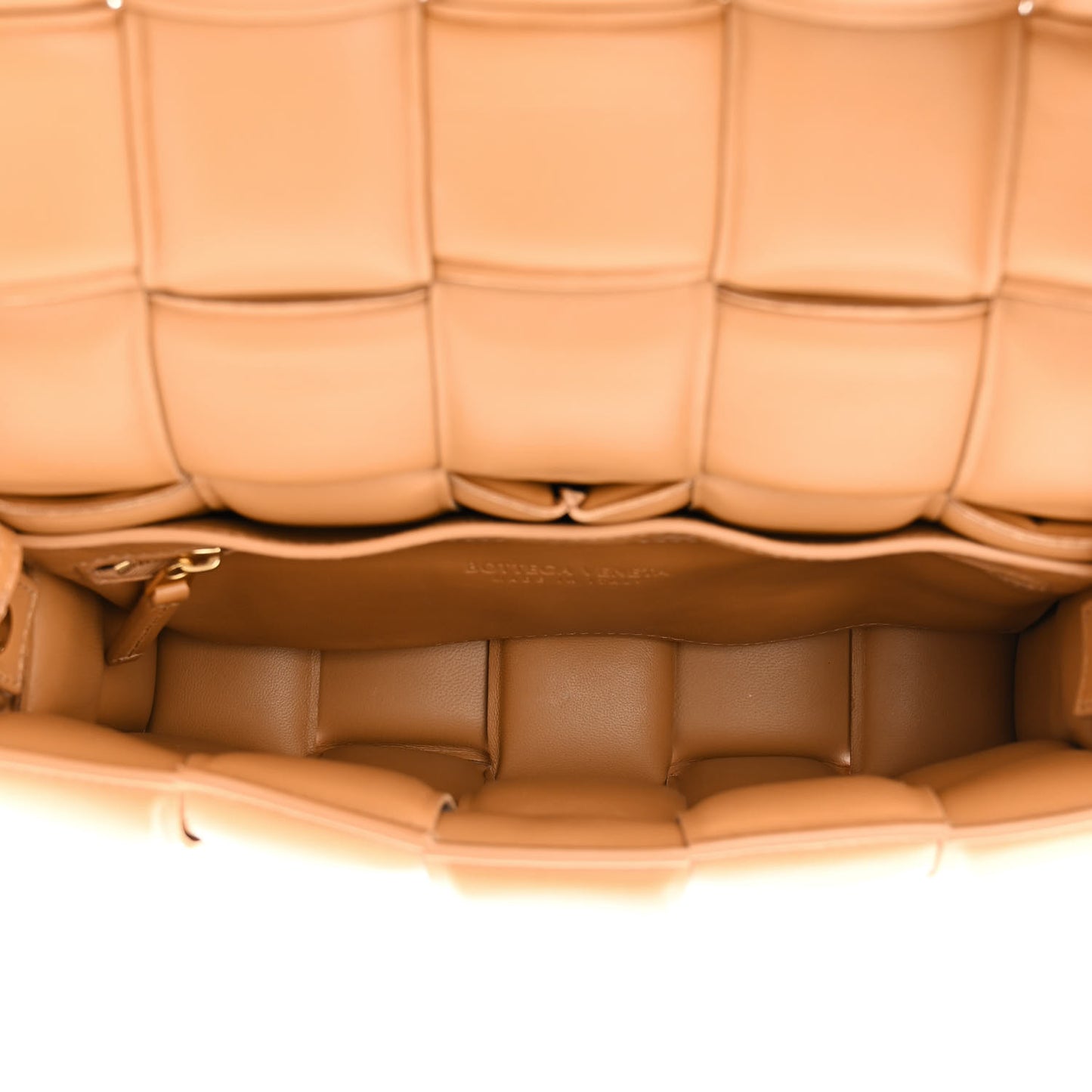 Nappa Maxi Intreccio Padded Cassette Crossbody Bag Caramel