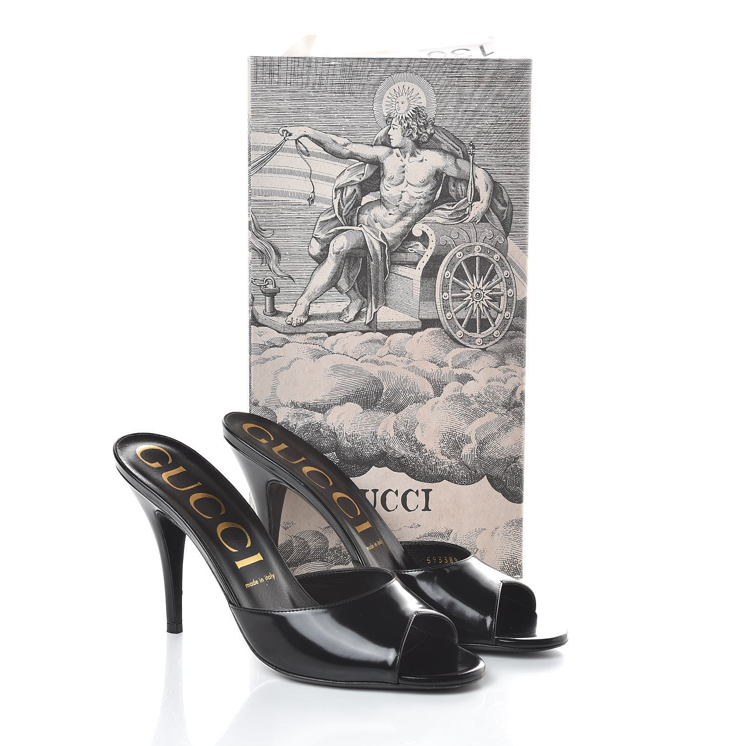 Gucci Polished Calfskin Scarlet Mid Heel Slide Sandals 39.5 Black 8 of 8