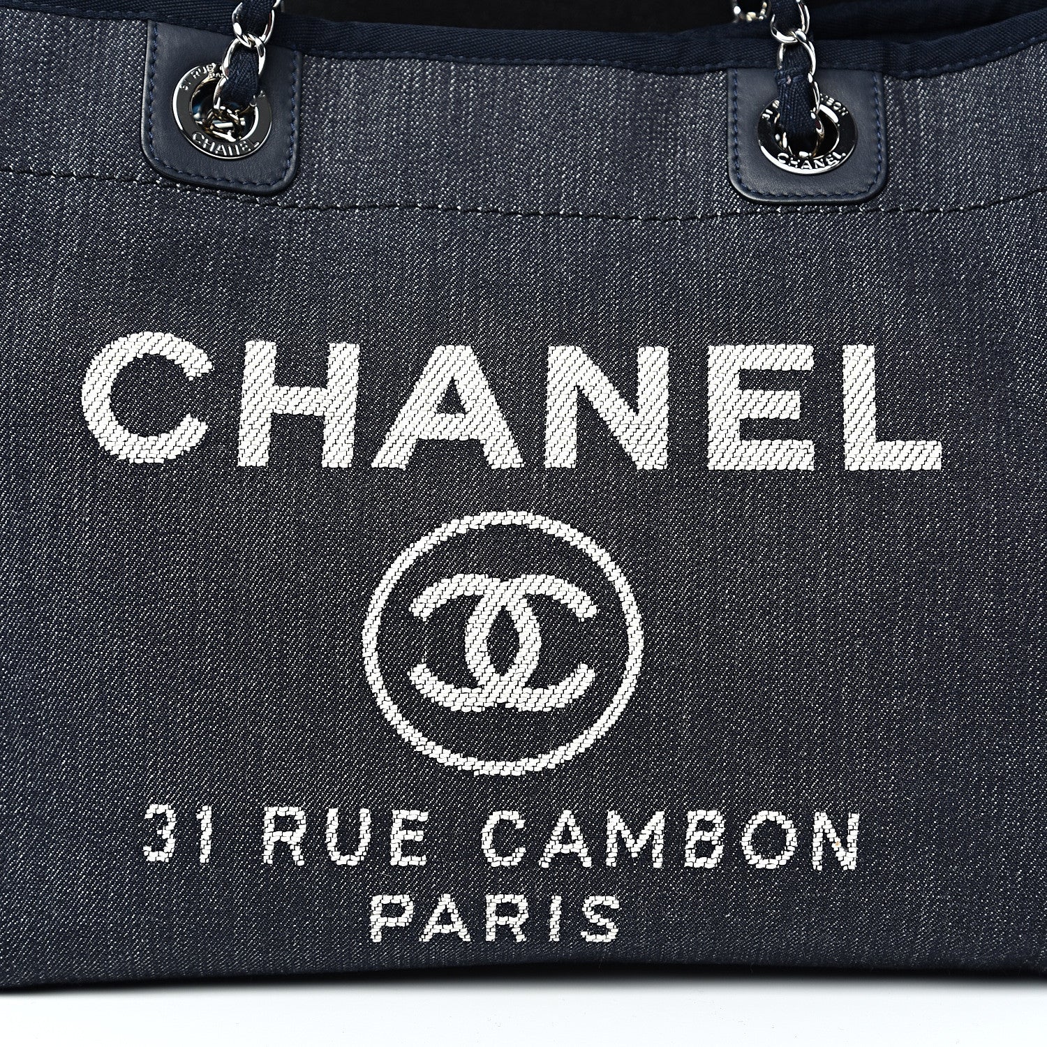 Chanel Denim Small Deauville Tote Dark Blue 10 of 11