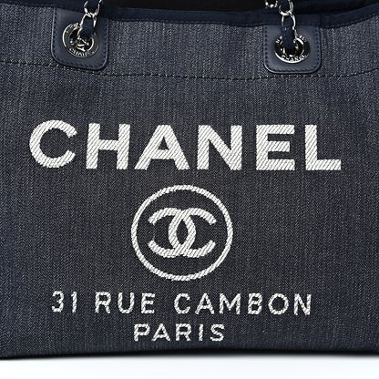 Chanel Denim Small Deauville Tote Dark Blue 10 of 11