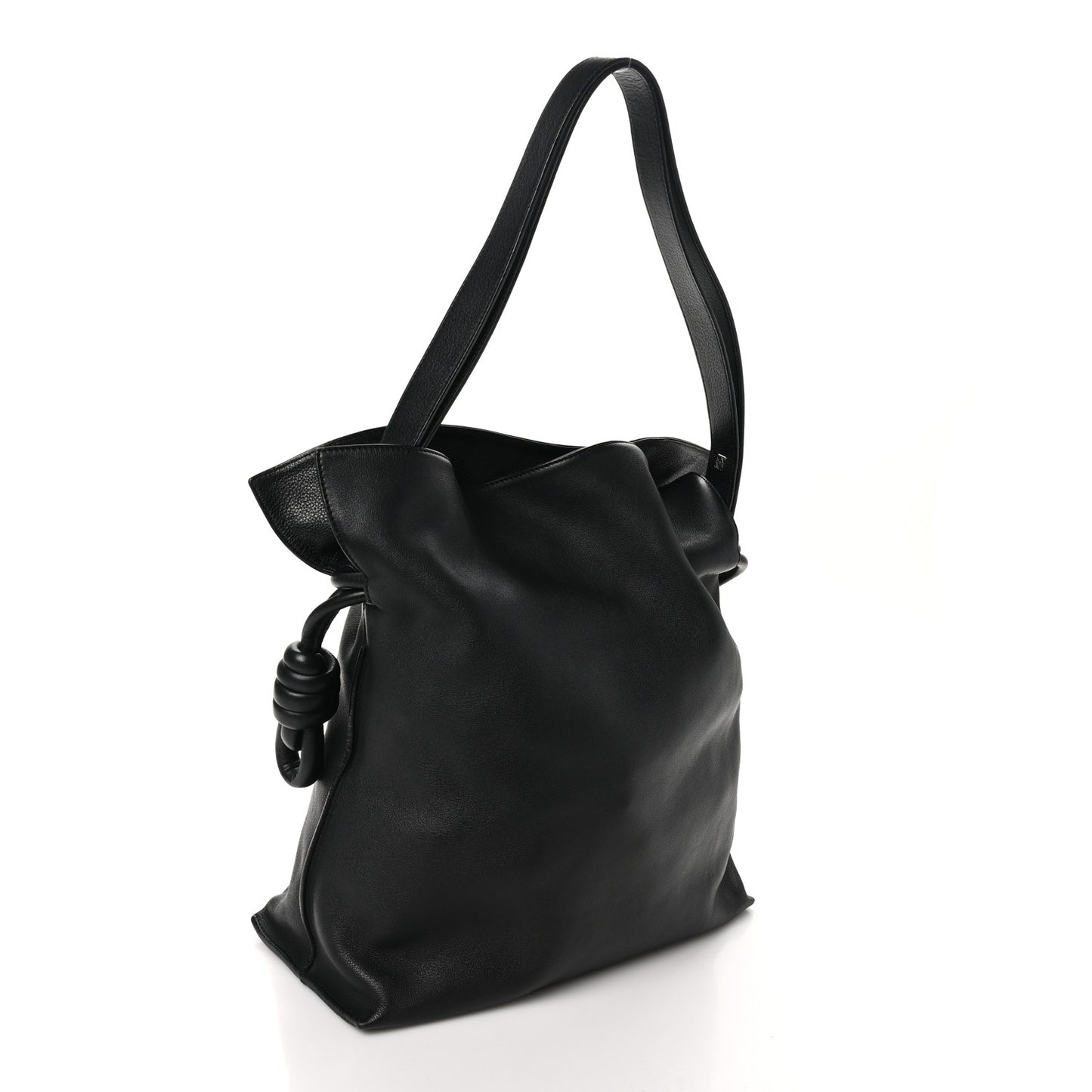 Calfskin Large Flamenco Knot Bag Black