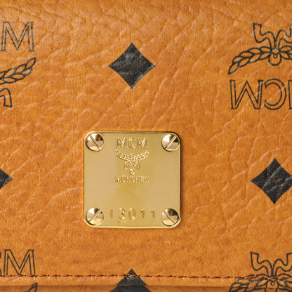 MCM Visetos Heritage Large Trifold Flap Wallet Cognac 9 of 11