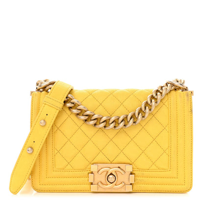 Chanel Caviar Quilted Small Boy Flap Yellow 1 of 17