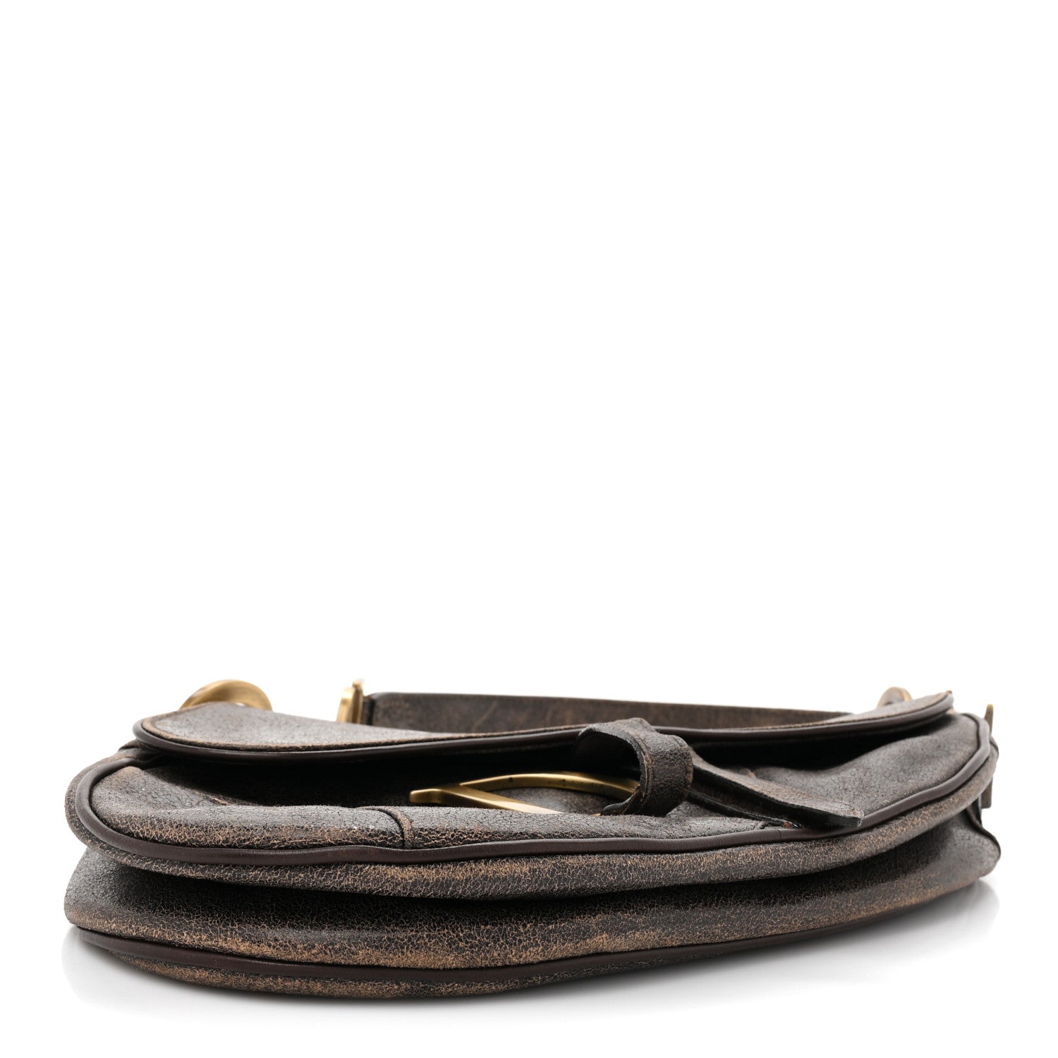 Christian Dior Distressed Calfskin Saddle Bag Brown 4 of 10