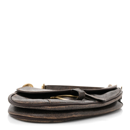 Christian Dior Distressed Calfskin Saddle Bag Brown 4 of 10