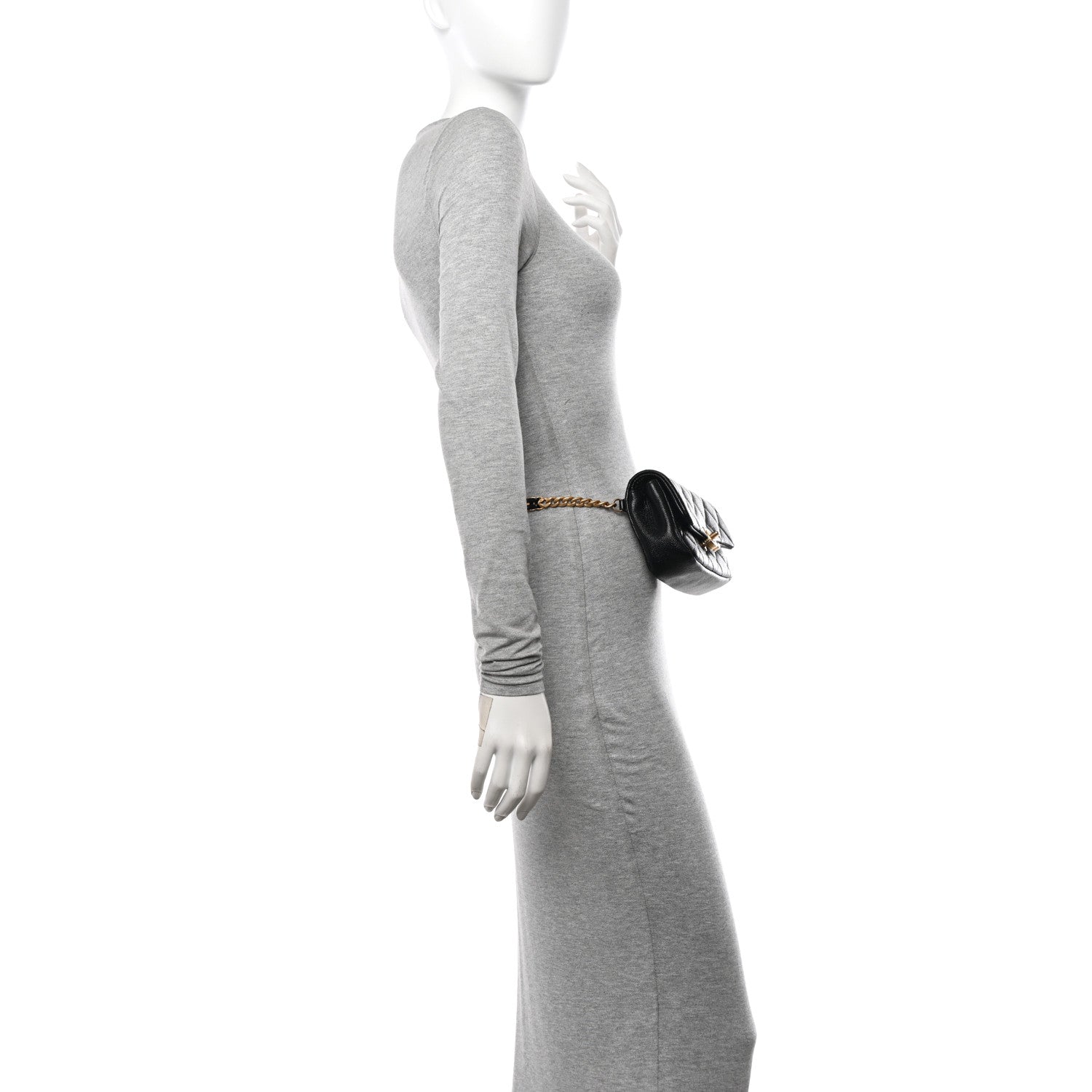 Chanel Shiny Caviar Quilted Chain Melody Waist Belt Bag Black 2 of 12