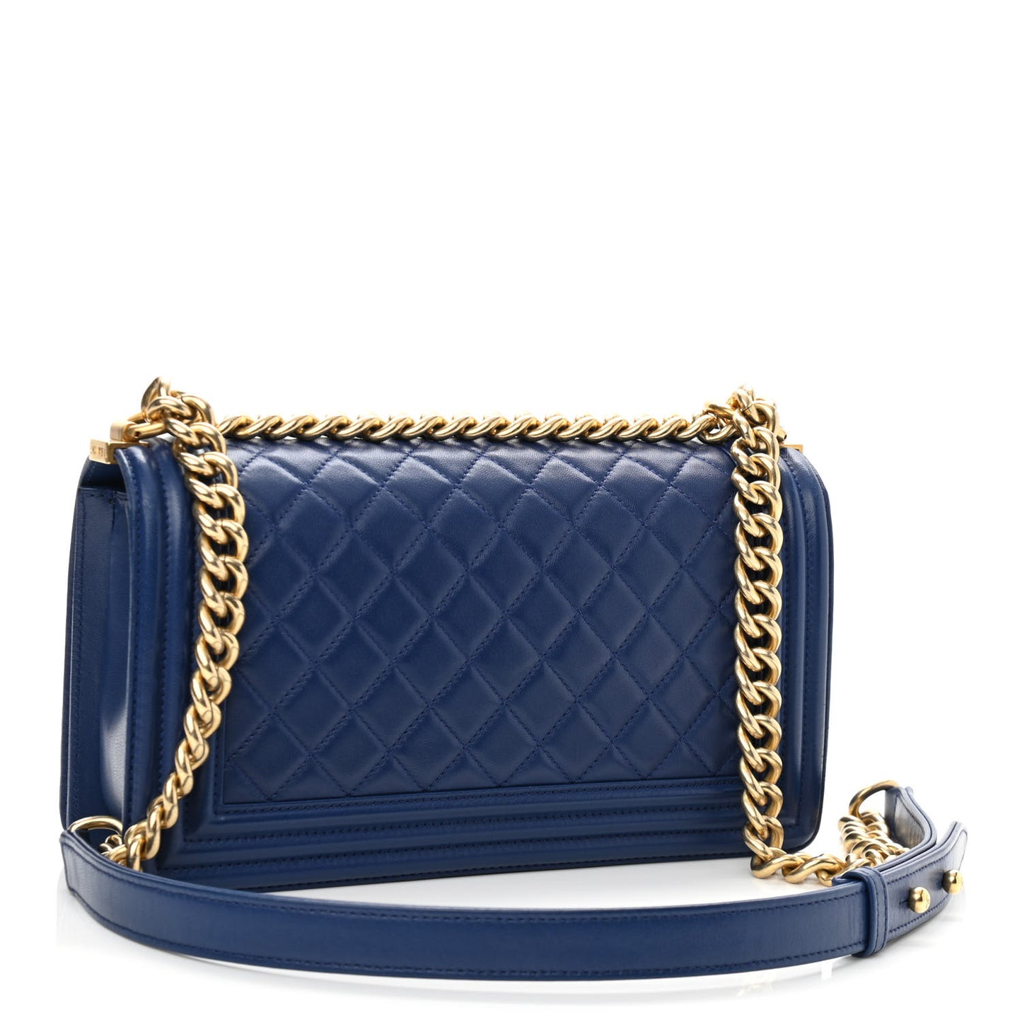 Lambskin Quilted Medium Boy Flap Blue