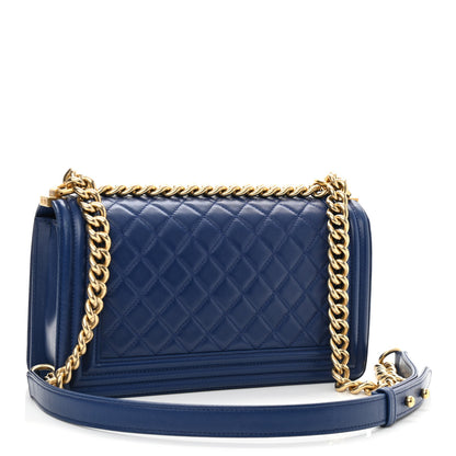 Chanel Lambskin Quilted Medium Boy Flap Blue 3 of 12