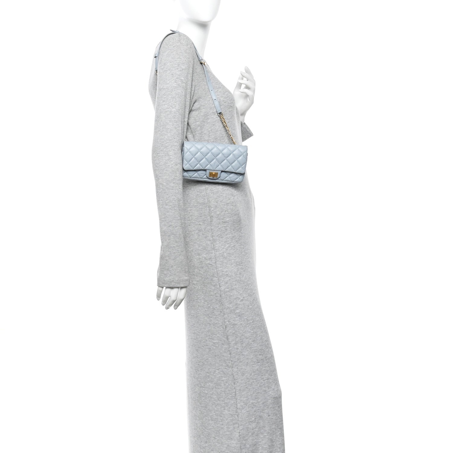 Chanel Aged Calfskin Quilted 2.55 Reissue Chain Waist Bag Light Blue 2 of 11