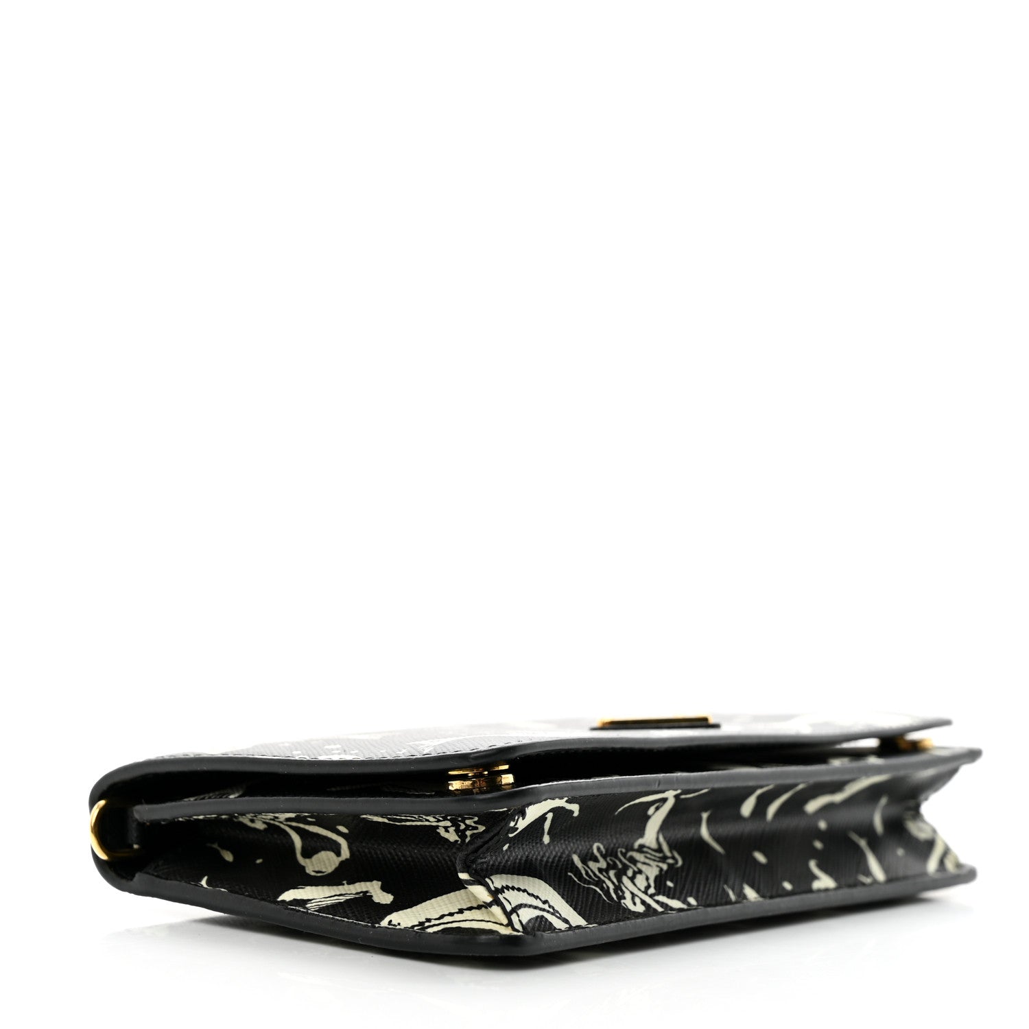 Prada Saffiano Triangle Logo Mermaid Print Mini Crossbody Bag Black 4 of 10