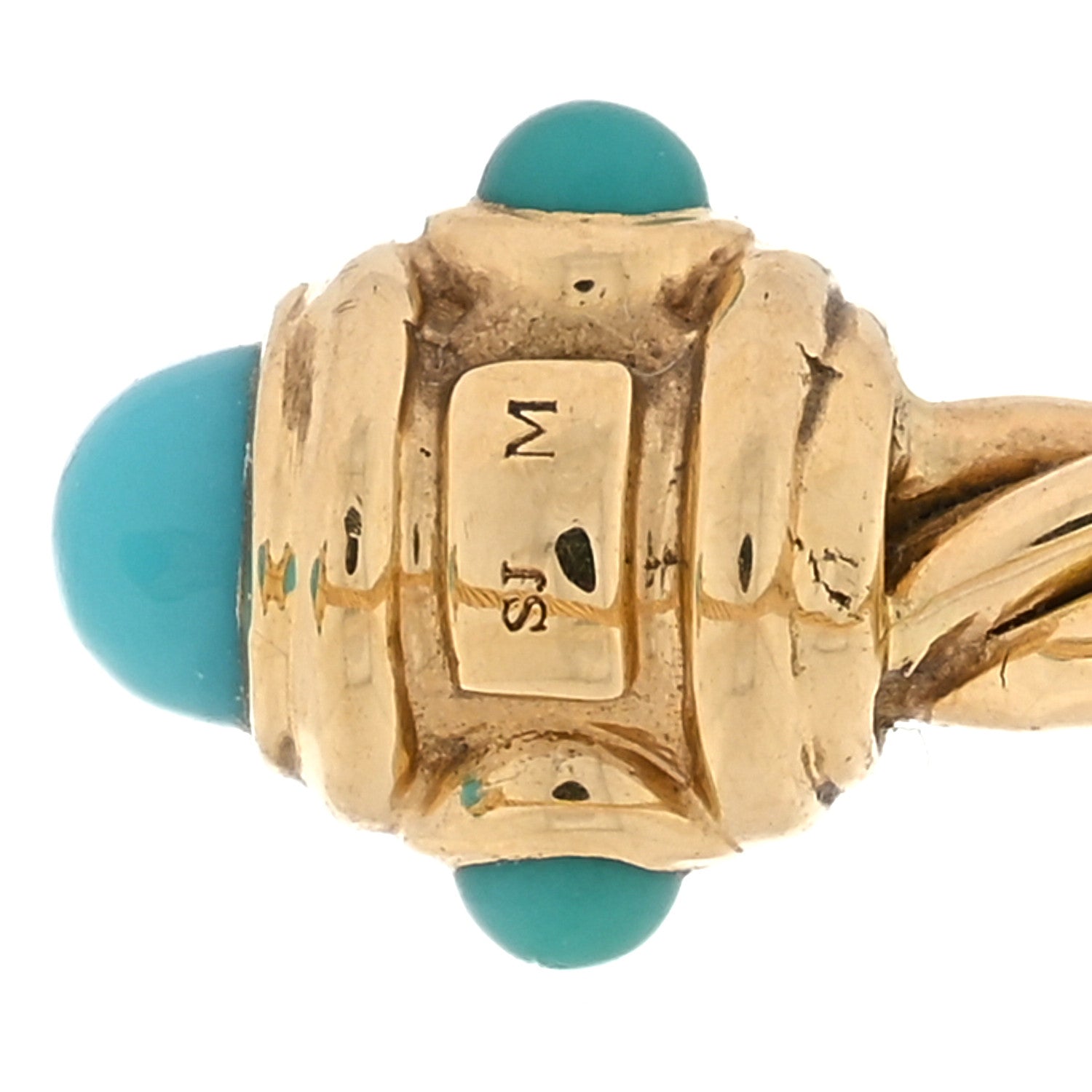 David Yurman 18K Yellow Gold Turquoise Renaissance Ring 50 5.5 4 of 4