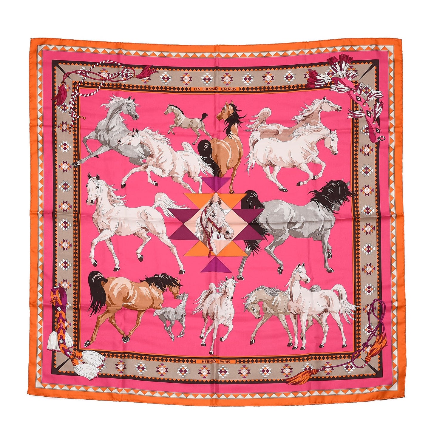 Silk Les Chevaux Qataris Scarf 90