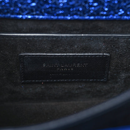 Saint Laurent Metallic Crackled Calfskin Small Monogram Sunset Blue 6 of 8