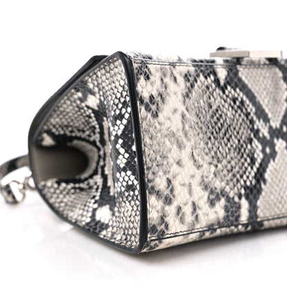Balenciaga Calfskin Snake Effect Small Hourglass Top Handle Bag Black White 7 of 13