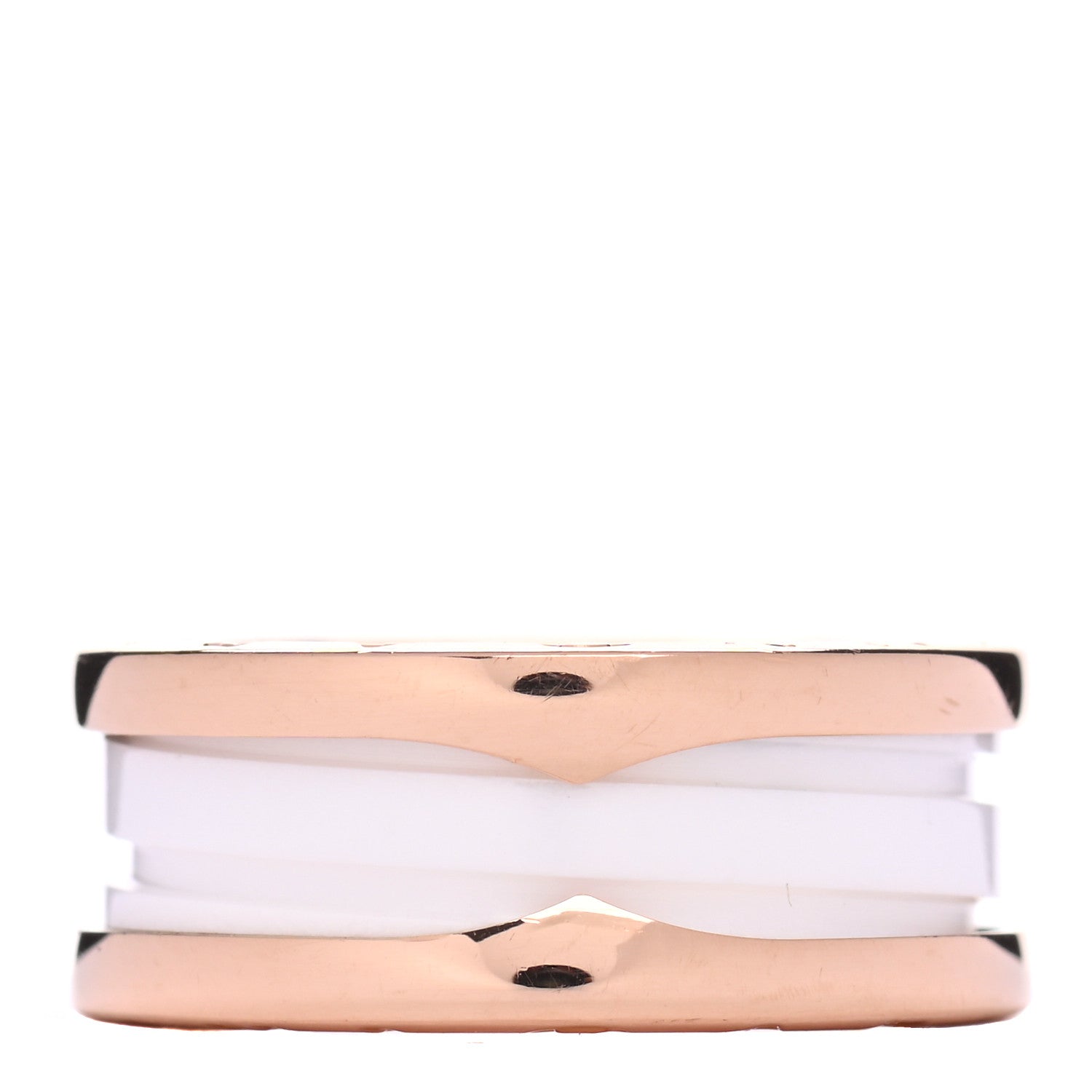 Bulgari 18K Rose Gold White Ceramic B.Zero1 Two-Band Ring 49 4.75 1 of 6