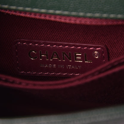 Chanel Caviar Chevron Quilted Mini Coco Handle Flap Green 8 of 10
