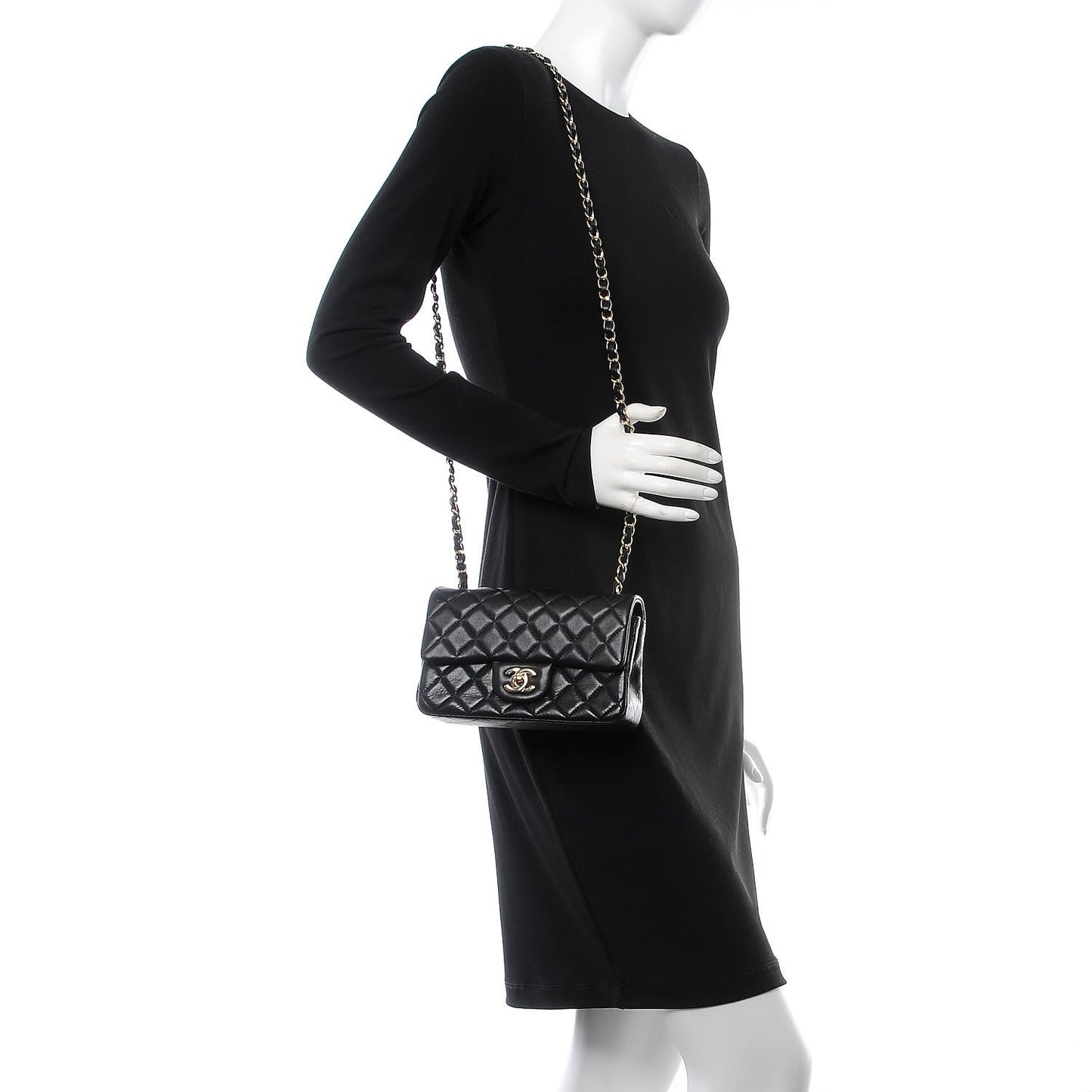 Lambskin Quilted Mini Rectangular Flap Black