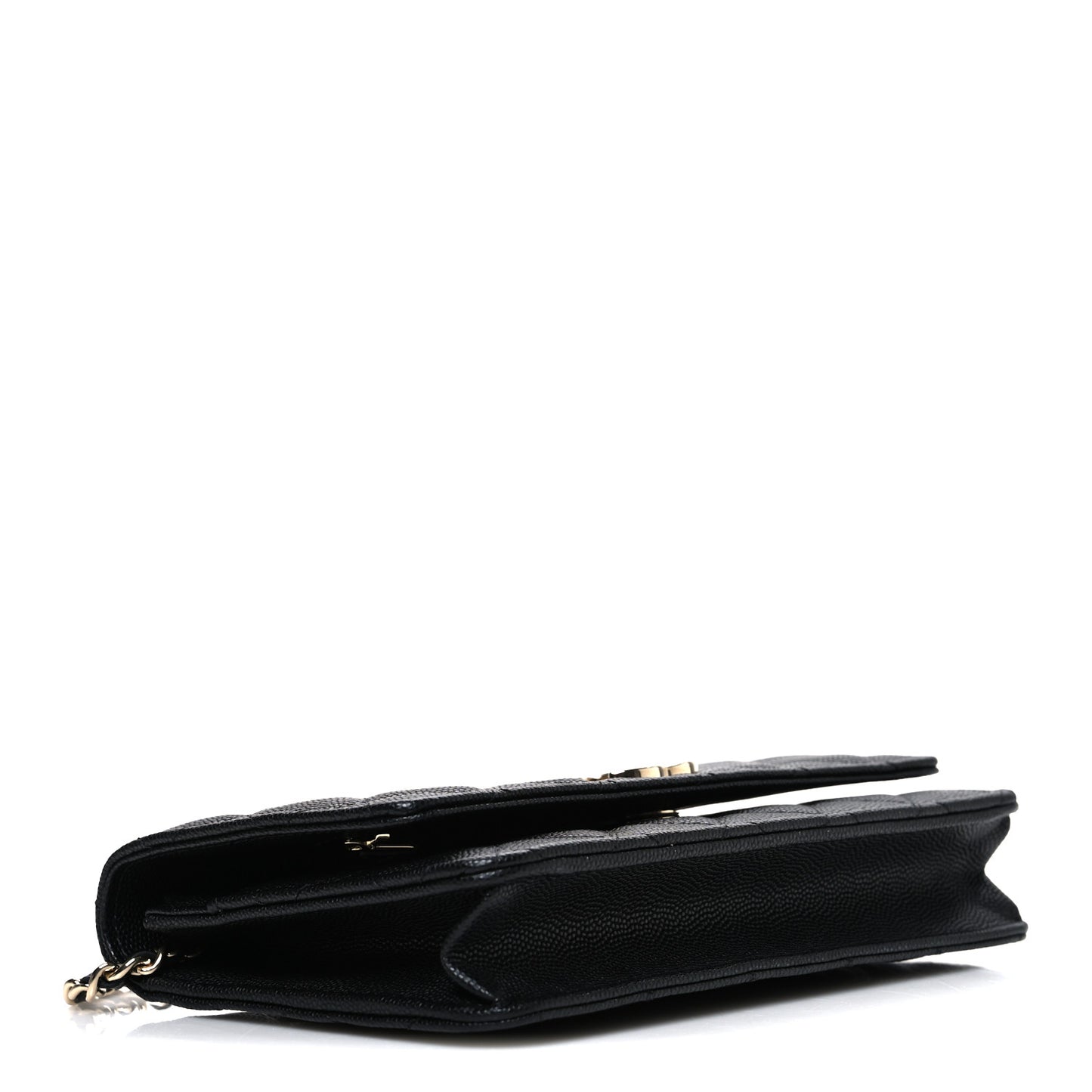 Caviar Quilted Striated CC Wallet On Chain WOC Black
