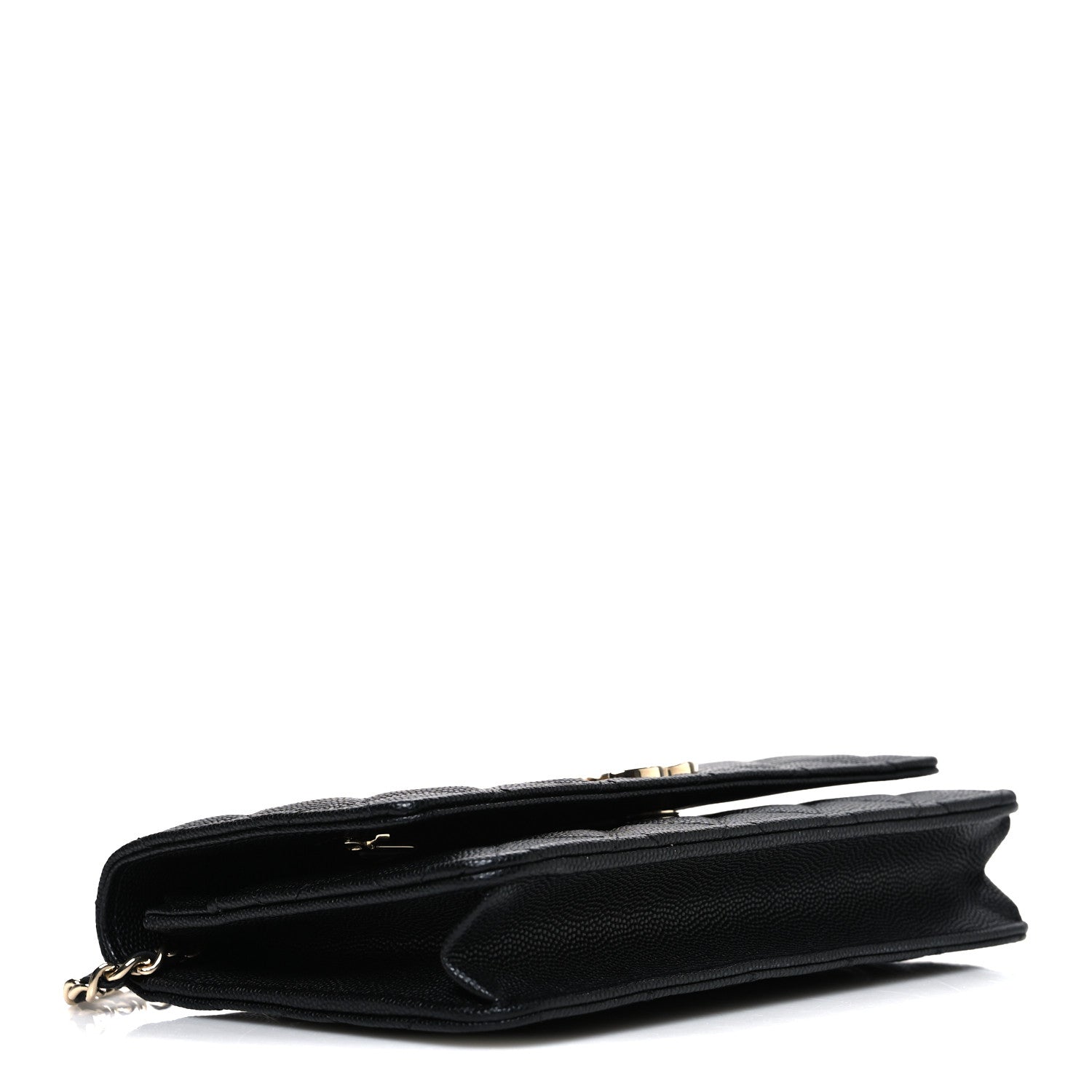 Chanel Caviar Quilted Striated CC Wallet On Chain WOC Black 3 of 11