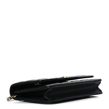 Chanel Caviar Quilted Striated CC Wallet On Chain WOC Black 3 of 11