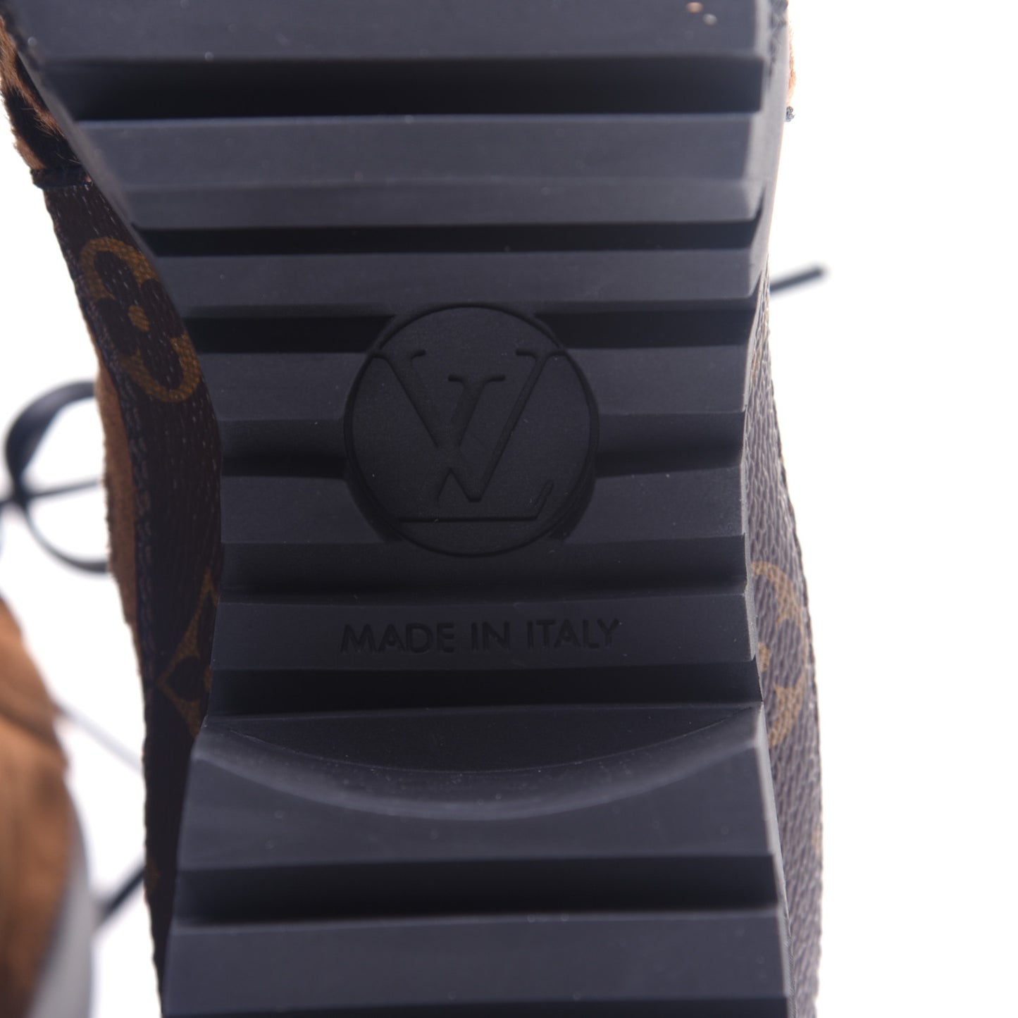 Suede Calfskin Monogram Laureate Platform Desert Boots 36 Cognac