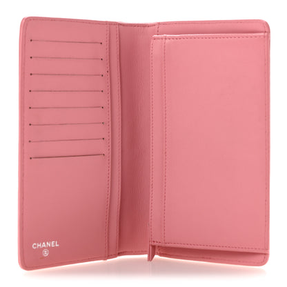 Chanel Lambskin Camellia Embossed Yen Wallet Pink 5 of 10