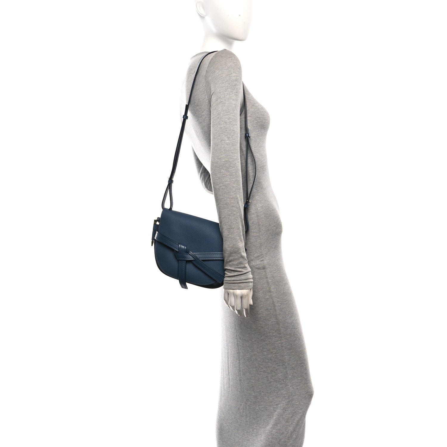 Loewe Grained Calfskin Small Gate Crossbody Bag Steel Blue 2 of 10