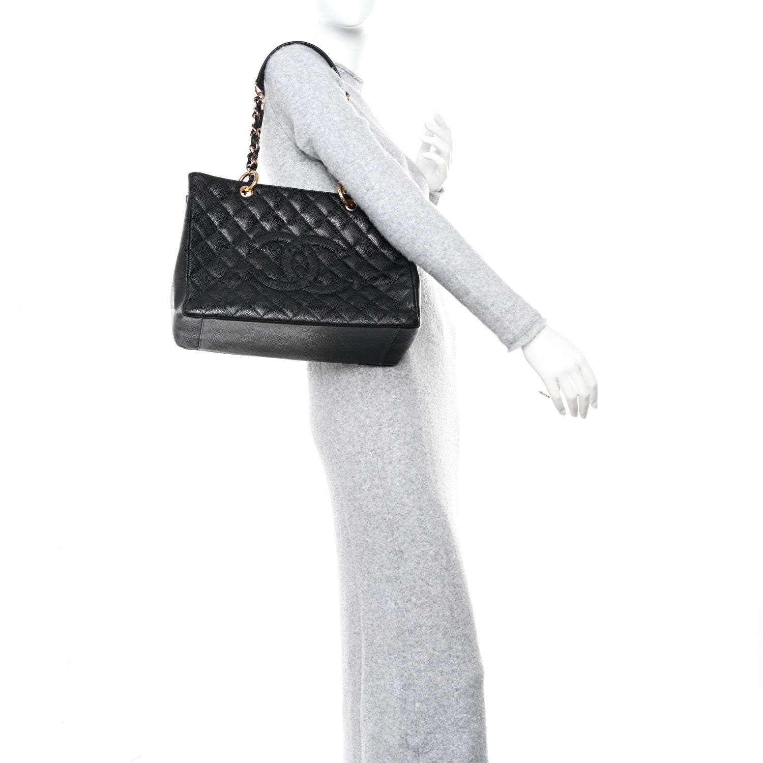 Chanel Caviar Quilted Grand Shopping Tote GST Black 3 of 10