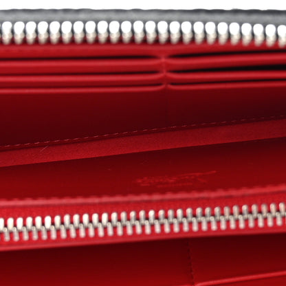 Christian Louboutin Calfskin Snakeskin Embossed Panettone Spiked Zip Around Wallet Black 5 of 12