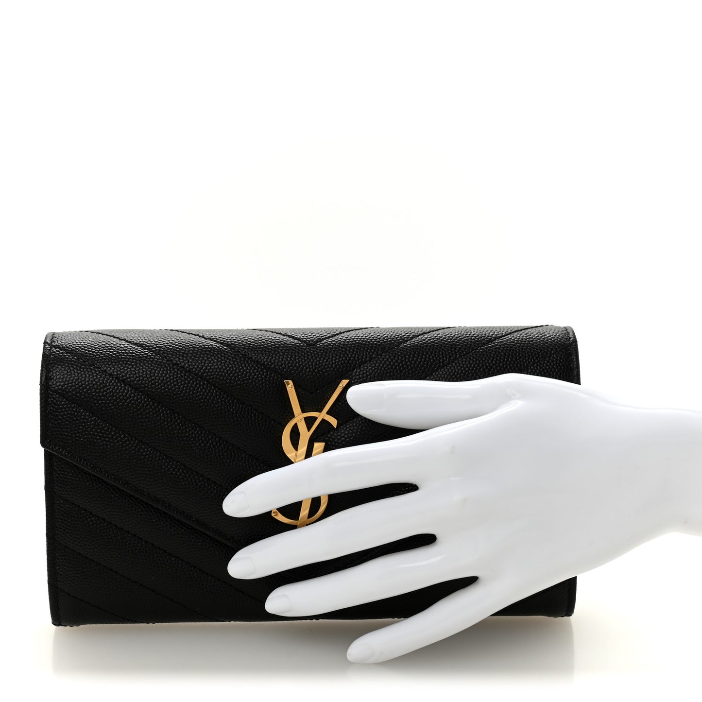 Grain De Poudre Matelasse Chevron Monogram Flap Wallet Black