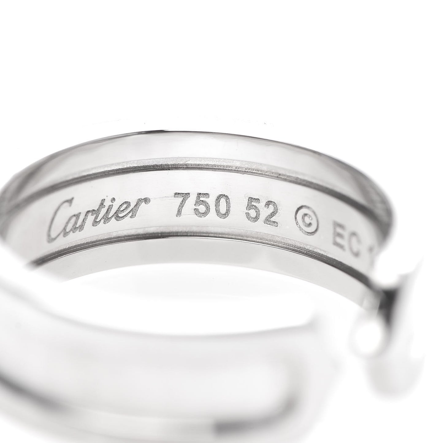 18K White Gold 6.5mm C De Ring 52 6