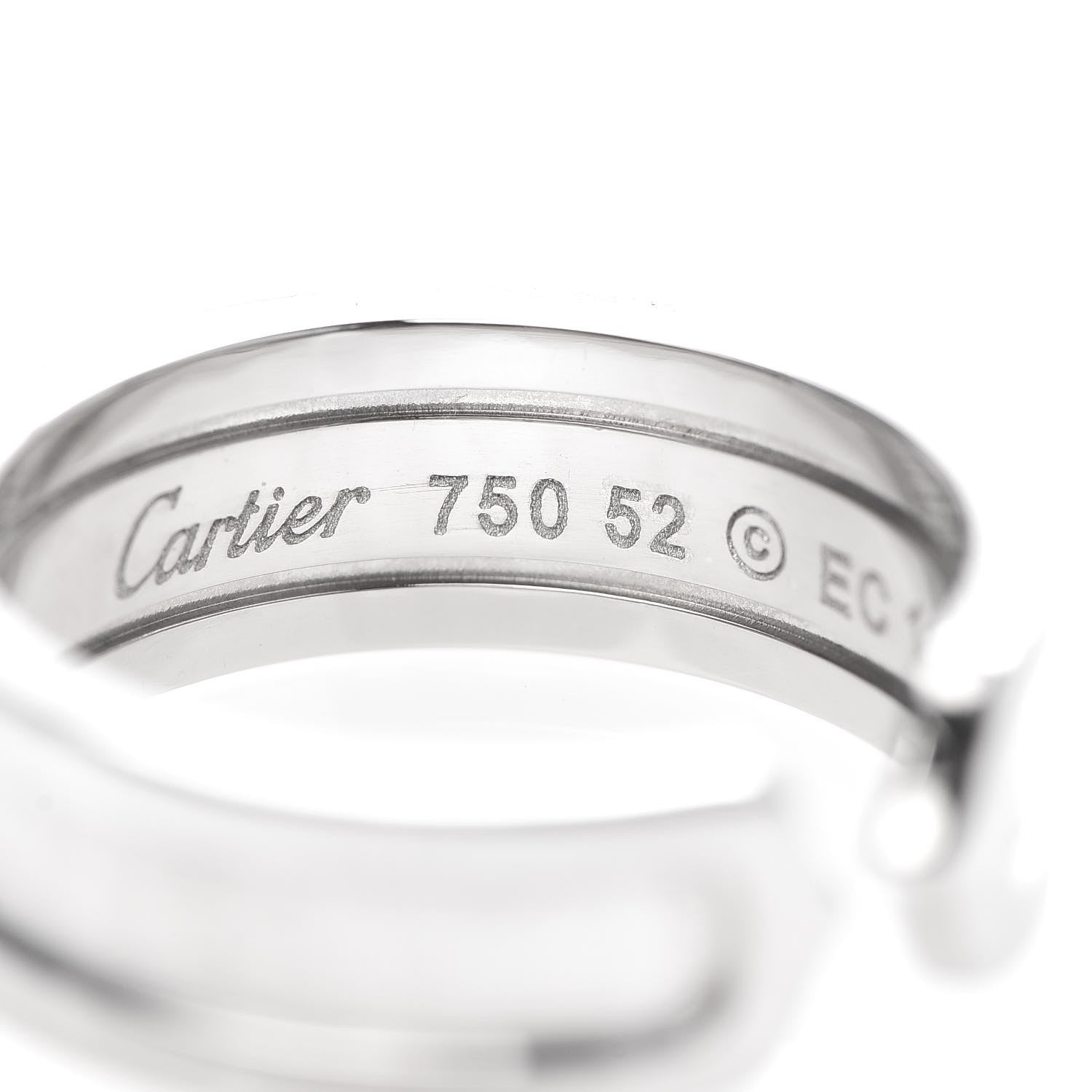 Cartier 18K White Gold 6.5mm C De Ring 52 6 4 of 4