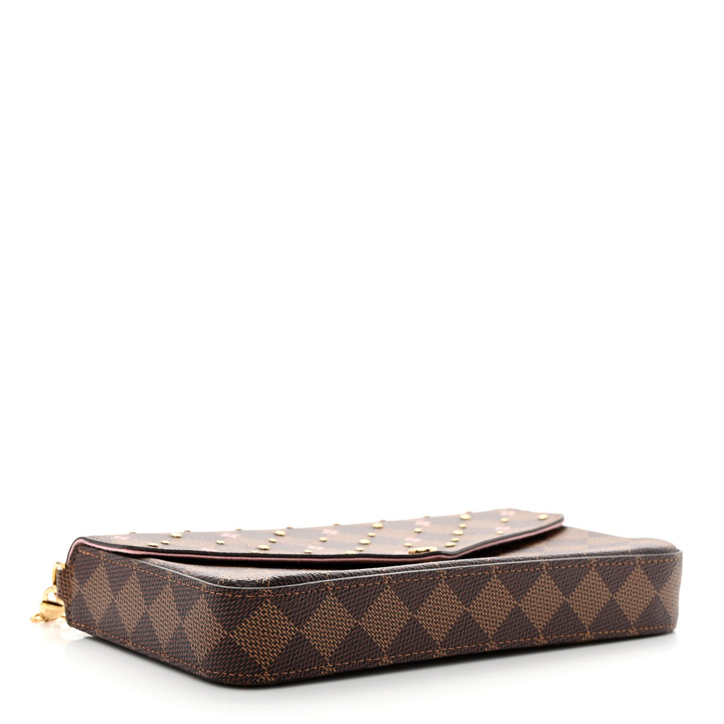 Damier Ebene Studded Pochette Felicie Chain Wallet