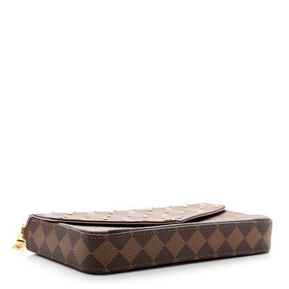 Louis Vuitton Damier Ebene Studded Pochette Felicie Chain Wallet 5 of 13