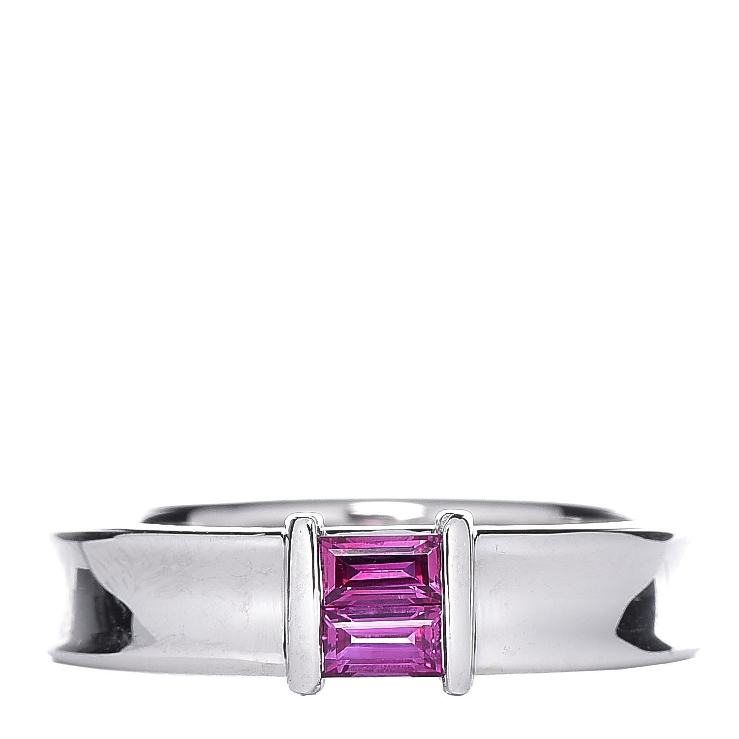 Tiffany 18K White Gold Pink Sapphire Stacking Ring 52 6 1 of 7