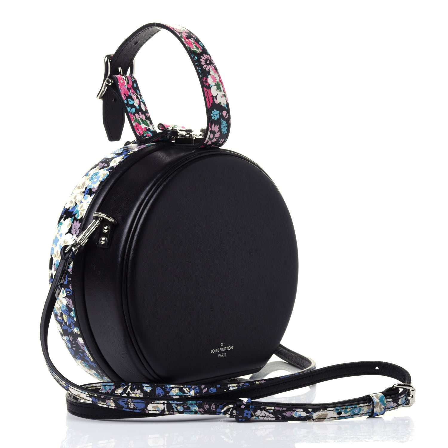 Louis Vuitton Calfskin Floral Print Petite Boite Chapeau Black 2 of 4