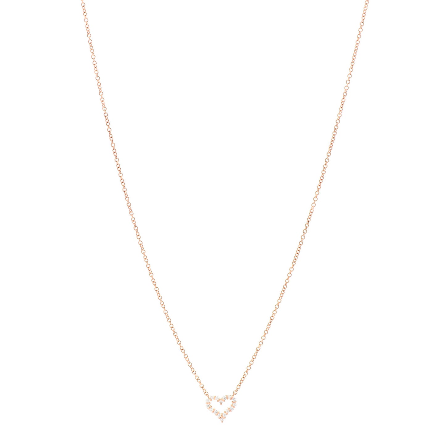 18K Rose Gold Diamond Extra Mini Heart Pendant Necklace