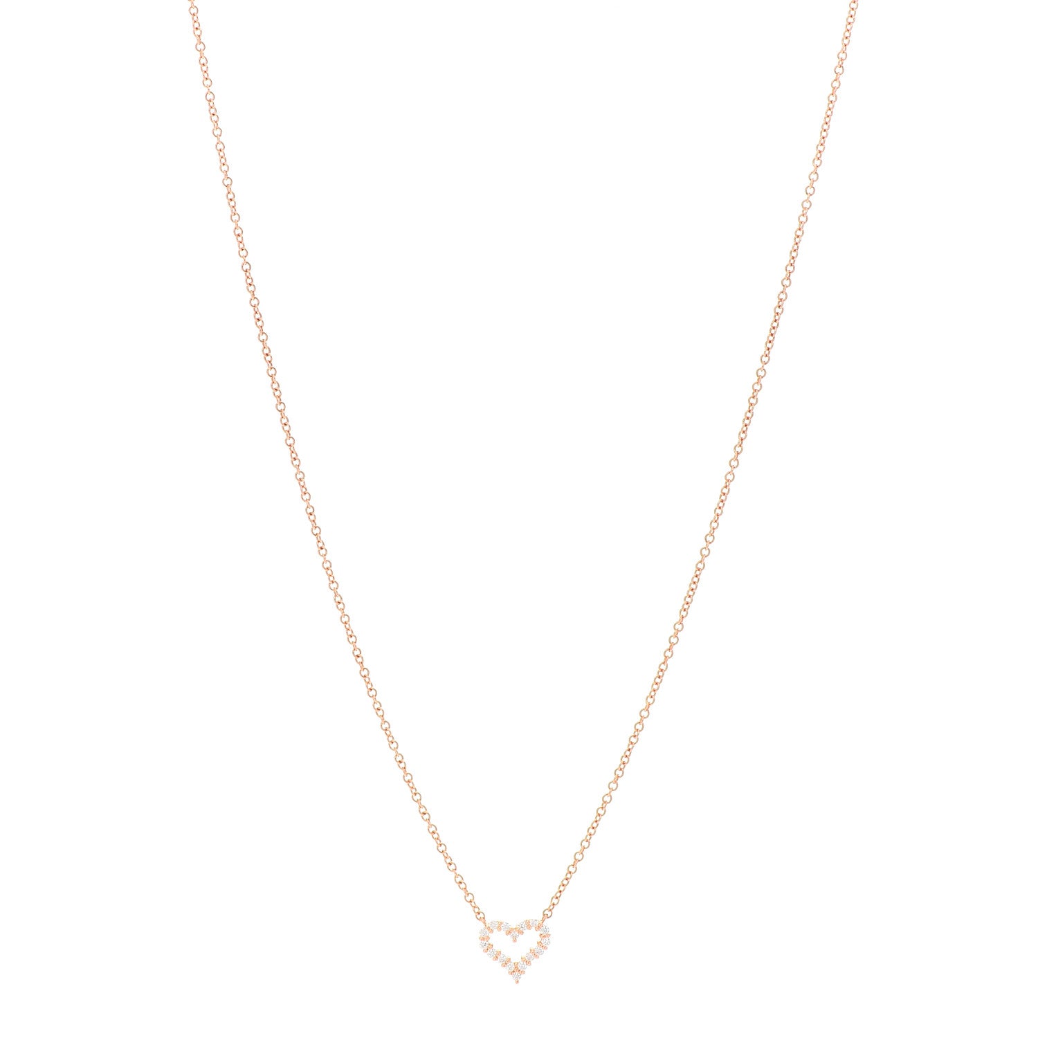 Tiffany 18K Rose Gold Diamond Extra Mini Heart Pendant Necklace 1 of 6