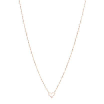 Tiffany 18K Rose Gold Diamond Extra Mini Heart Pendant Necklace 1 of 6