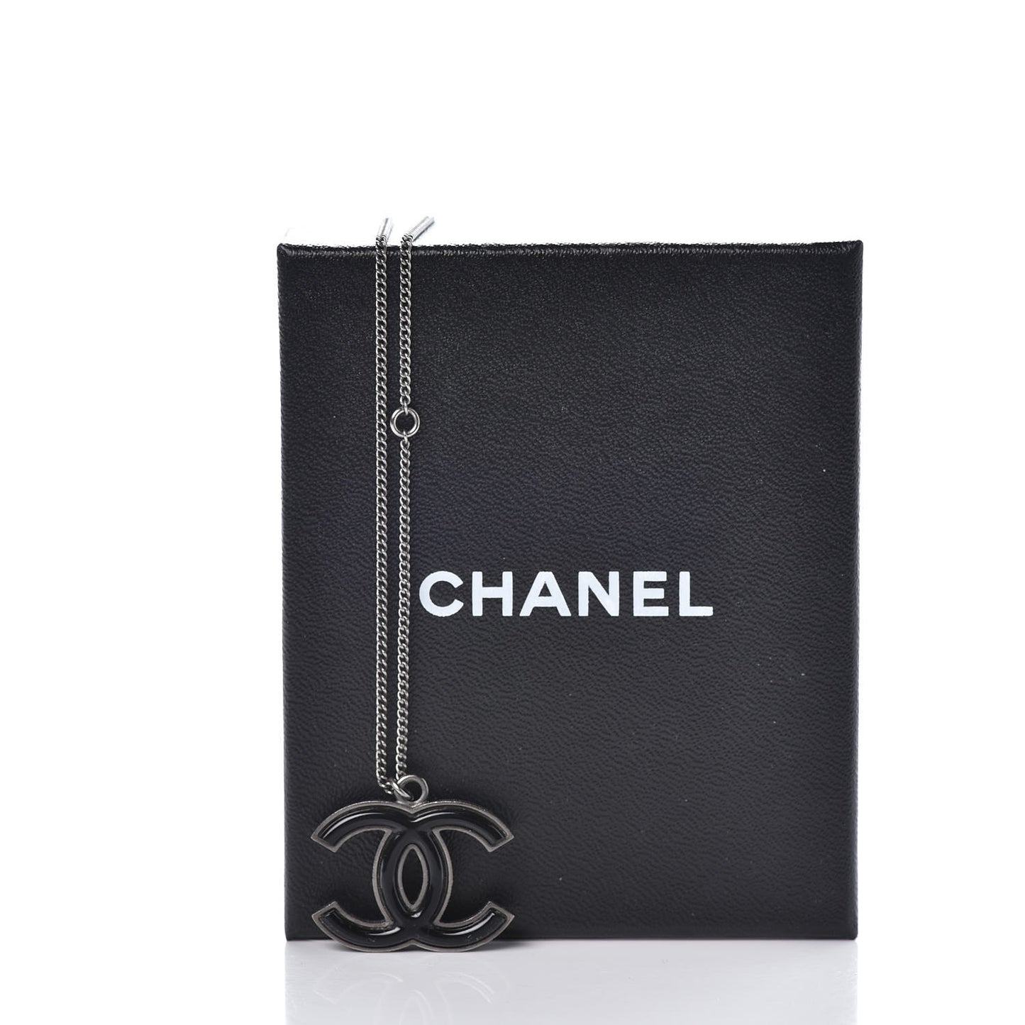 Enamel CC Necklace Silver Black